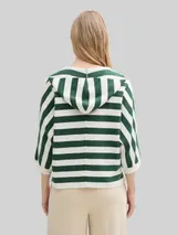 TOM TAILOR Damen Loose Fit Strickpullover mit Kapuze, grün, Gestreift – Bild 5