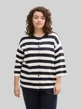 TOM TAILOR Damen Plus Size - Cardigan mit Streifenmuster, blau, Gestreift – Bild 4