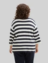 TOM TAILOR Damen Plus Size - Cardigan mit Streifenmuster, blau, Gestreift – Bild 5
