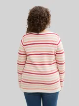 TOM TAILOR Damen Plus Size - Strickpullover mit Bio-Baumwolle, orange, Gestreift – Bild 5