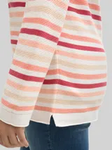 TOM TAILOR Damen Plus Size - Strickpullover mit Bio-Baumwolle, orange, Gestreift – Bild 6