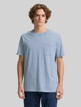 TOM TAILOR DENIM Herren T-Shirt mit Brusttasche, blau, Uni – Bild 4