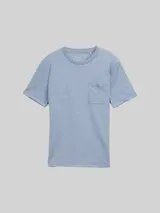TOM TAILOR DENIM Herren T-Shirt mit Brusttasche, blau, Uni – Bild 3