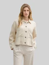 TOM TAILOR Damen Oversize Jacke mit Leinenanteil, beige, Uni – Bild 4