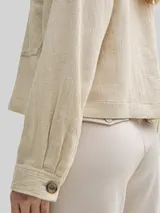 TOM TAILOR Damen Oversize Jacke mit Leinenanteil, beige, Uni – Bild 6