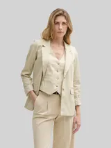 TOM TAILOR Damen Regular Fit Blazer aus Twill, beige, Uni – Bild 4