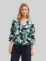 TOM TAILOR Damen Bluse mit Muster, grün, Gemustert – Bild 4
