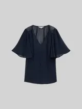 TOM TAILOR Damen Chiffon Bluse, blau, Uni – Bild 3