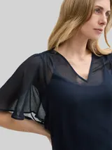 TOM TAILOR Damen Chiffon Bluse, blau, Uni – Bild 6