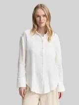 TOM TAILOR Damen Oversize Musselin Hemdbluse, weiß, Uni – Bild 4