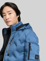TOM TAILOR Herren Hybrid Lightweight Steppjacke mit verstaubarer Kapuze, blau, Uni – Bild 6