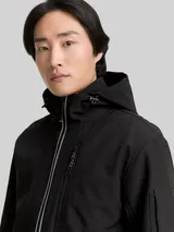 TOM TAILOR Herren Softshell Jacke mit Kapuze, schwarz, Uni – Bild 6