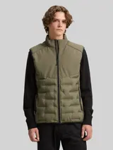 TOM TAILOR DENIM Herren Hybrid Steppweste mit Stehkragen, grün, Uni – Bild 4