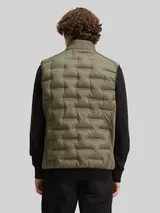 TOM TAILOR DENIM Herren Hybrid Steppweste mit Stehkragen, grün, Uni – Bild 5
