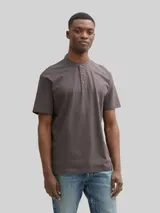 TOM TAILOR DENIM Herren Relaxed Fit Poloshirt mit Stehkragen, grau, Uni – Bild 4