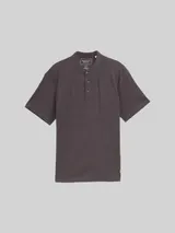 TOM TAILOR DENIM Herren Relaxed Fit Poloshirt mit Stehkragen, grau, Uni – Bild 3