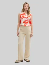 TOM TAILOR Damen TTLEA Seersucker Straight Hose, beige, Uni – Bild 4