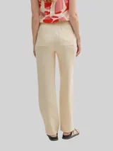 TOM TAILOR Damen TTLEA Seersucker Straight Hose, beige, Uni – Bild 5