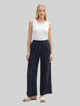 TOM TAILOR Damen Loose Wide Leg Palazzo Hose, blau, Gemustert – Bild 4