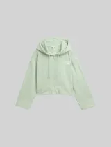 TOM TAILOR DENIM Damen Oversize Hoodie Sweatjacke mit Print, grün, Uni – Bild 3