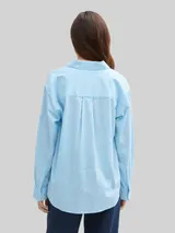 TOM TAILOR DENIM Damen Loose Fit Seersucker Hemdbluse mit Streifenmuster, blau, Gestreift – Bild 5