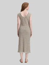 TOM TAILOR DENIM Damen Midi-Kleid mit Streifenmuster, grün, Gestreift – Bild 5