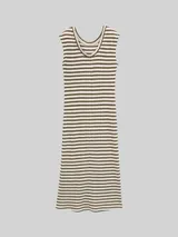 TOM TAILOR DENIM Damen Midi-Kleid mit Streifenmuster, grün, Gestreift – Bild 3