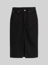 TOM TAILOR DENIM Damen Midi-Jeansrock mit Schlitz, schwarz, Uni – Bild 3