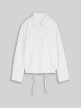 TOM TAILOR DENIM Damen Lightweight Jeansjacke mit Kordelzug, weiß, Uni – Bild 3