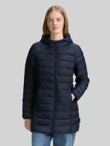 TOM TAILOR DENIM Damen Lightweight Steppmantel mit Kapuze, blau, Uni – Bild 4