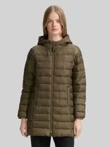 TOM TAILOR DENIM Damen Lightweight Steppmantel mit Kapuze, grün, Uni – Bild 4