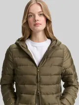 TOM TAILOR DENIM Damen Lightweight Steppmantel mit Kapuze, grün, Uni – Bild 6