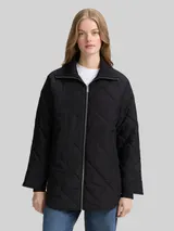 TOM TAILOR DENIM Damen Loose Fit Steppmantel, schwarz, Uni – Bild 4
