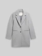 TOM TAILOR DENIM Damen Slim Fit Wollmantel, grau, Uni – Bild 3