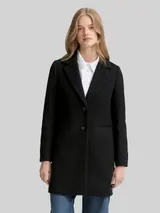 TOM TAILOR DENIM Damen Slim Fit Wollmantel, schwarz, Uni – Bild 4