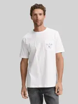TOM TAILOR Herren T-Shirt mit Brusttasche, weiß, Uni – Bild 4