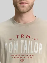 TOM TAILOR Herren T-Shirt mit Logo-Print, braun, Uni – Bild 6