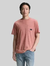 TOM TAILOR Herren T-Shirt mit Brusttasche, rot, Gestreift – Bild 4