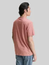 TOM TAILOR Herren T-Shirt mit Brusttasche, rot, Gestreift – Bild 5