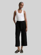 TOM TAILOR DENIM Damen High Waist Culotte Hose mit Bindegürtel, schwarz, Uni – Bild 4