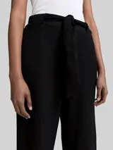 TOM TAILOR DENIM Damen High Waist Culotte Hose mit Bindegürtel, schwarz, Uni – Bild 6