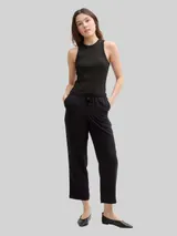 TOM TAILOR DENIM Damen Cropped Loose Fit Hose, schwarz, Uni – Bild 4