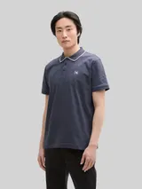 TOM TAILOR Herren Piqué Poloshirt mit Print, grau, Uni – Bild 4