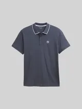 TOM TAILOR Herren Piqué Poloshirt mit Print, grau, Uni – Bild 3