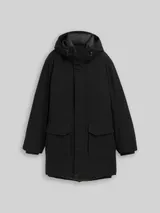 TOM TAILOR DENIM Herren Parka mit wasserabweisender Funktion, schwarz, Uni – Bild 3