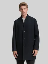 TOM TAILOR DENIM Herren Wollmantel mit Stehkragen, schwarz, Meliert – Bild 4