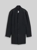 TOM TAILOR DENIM Herren Wollmantel mit Stehkragen, schwarz, Meliert – Bild 3