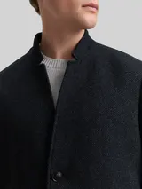 TOM TAILOR DENIM Herren Wollmantel mit Stehkragen, schwarz, Meliert – Bild 6