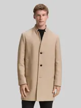 TOM TAILOR DENIM Herren Wollmantel mit Stehkragen, beige, Meliert – Bild 4