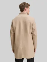 TOM TAILOR DENIM Herren Wollmantel mit Stehkragen, beige, Meliert – Bild 5